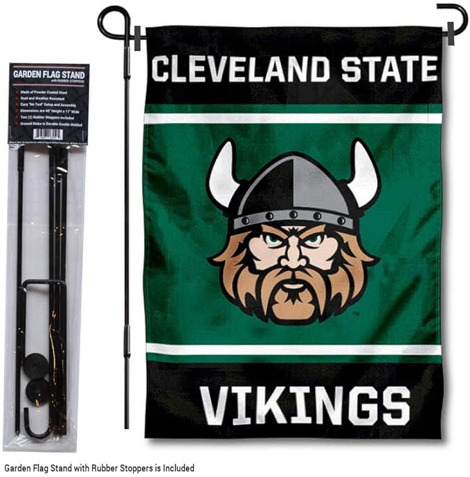 College Flags & Banners Co. Cleveland State Vikings Garden Flag with Stand Holder