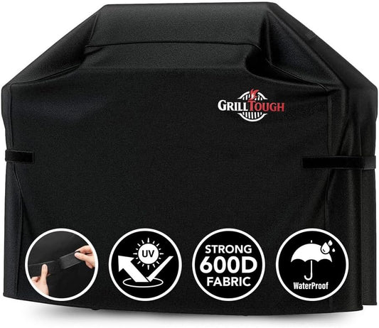 Heavy Duty BBQ Grill Cover for Outdoor Grill, 52 Inch – Waterproof, Weather Resistant, UV & Fade Resistant with Adjustable Straps – Gas Grill Cover for Weber, Genesis, Charbroil, etc. Black