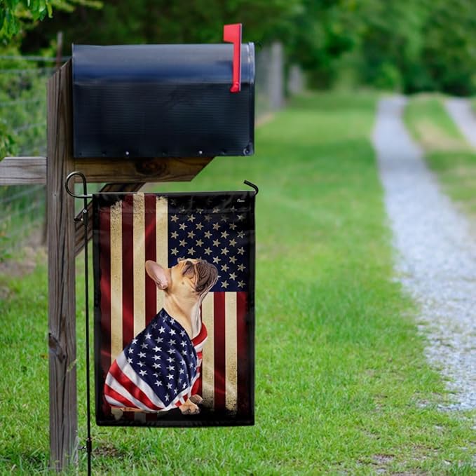 FLAGWIX French Bulldog Flag - Outdoor Dog Decorations, Garden Flag (11.5" x 17.5"), Heavy-duty Canvas American with Dog Garden Decor