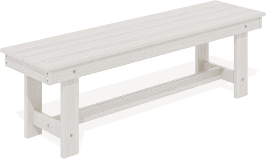 SERWALL 2-Person Outdoor Bench Backless, HDPE Outdoor Benches Weatherproof, 700 Lbs Weight Capacity, Poly Lumber Patio Furniture for Garden, Porch and Park, White