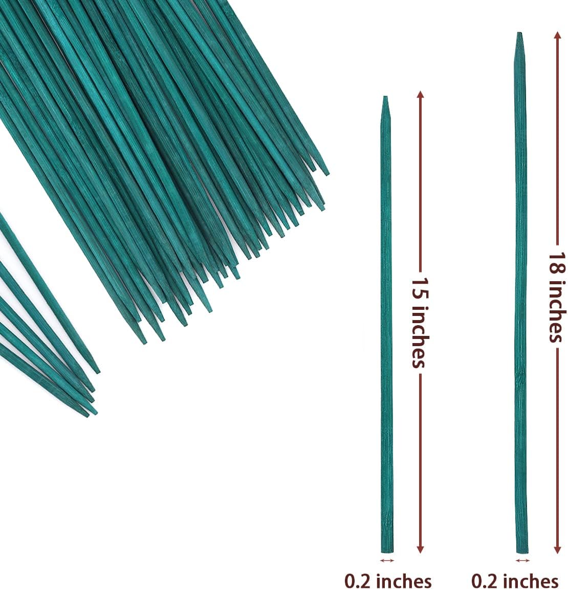 50 Pcs Plant Sticks Green Plant Stakes, Plant Support Garden Stakes for Indoor and Outdoor Plants, GAGINANG Sturdy Garden Wood Bamboo Sticks, Floral Plant Stakes for Garden Potted Plants（18 Inches）
