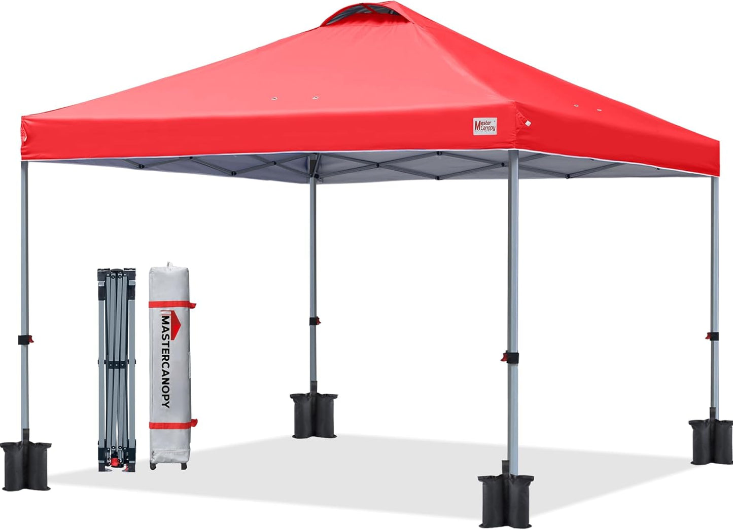 MASTERCANOPY Durable Pop-up Canopy Tent with Roller Bag (10x10, Red)