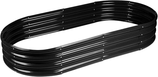 Raised Garden Bed Galvanized Planter Box Outdoor, Rot-Resistant Metal Garden Bed Planter for Vegetables Flower Herb (5- Black)