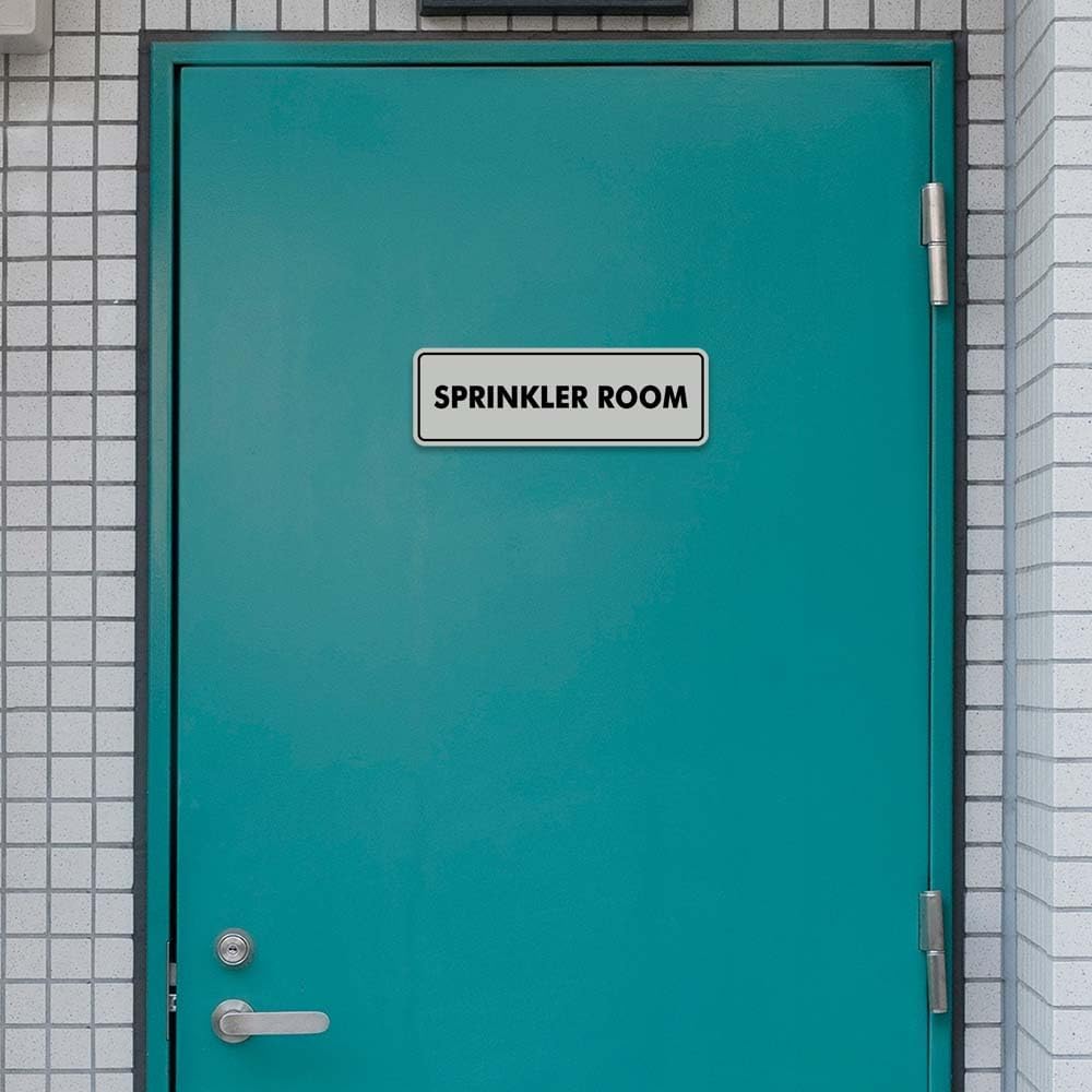 Signs ByLITA Standard Sprinkler Room Sign (Light Grey/Burgundy) - Small 2 Pack