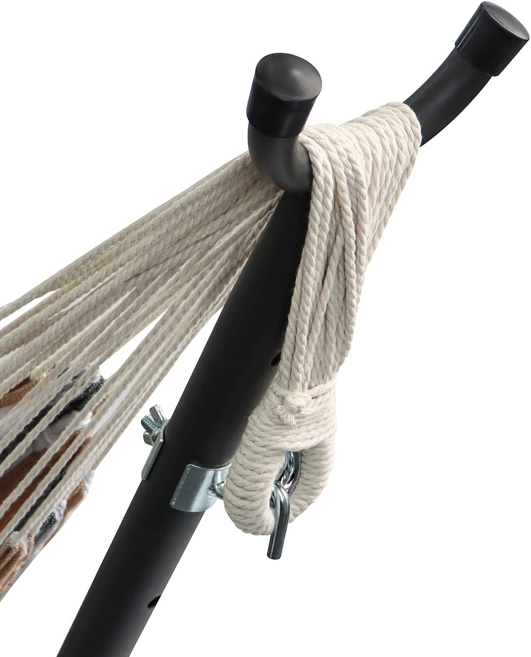 Amazon Basics Double 2 Person Heavy Duty Hammock with Space Saving Steel Stand and Carrying Case, 470lb Capacity, Multi Color, 118 x 46 x 39 inches