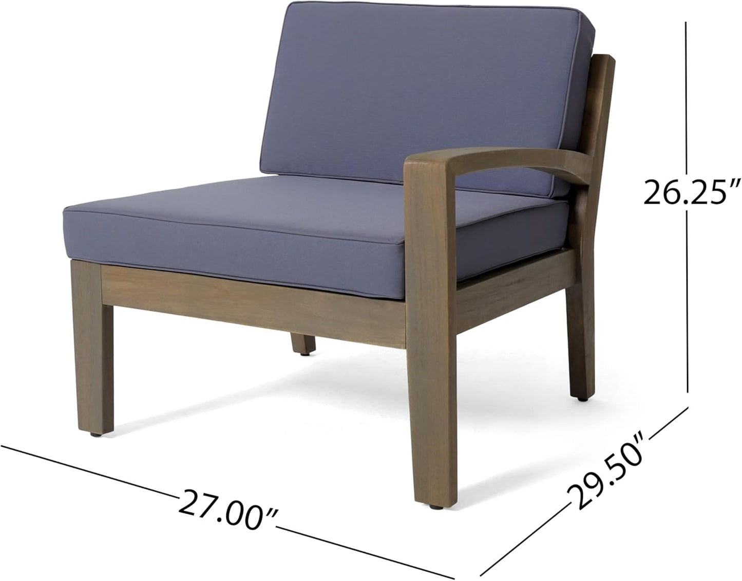 5 Piece Acacia Wood Patio Furniture Set, L-Shape Outdoor Furniture Set with Coffee Table and Ottoman, Conversation Set for Garden, Poolside, Backyard (Grey/18)