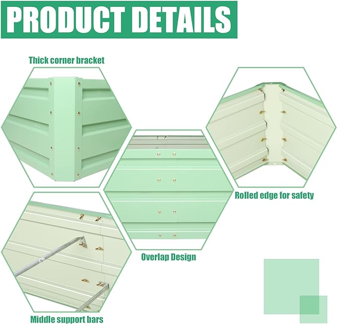 SnugNiture Galvanized Raised Garden Bed 8x4x2FT Outdoor Large Metal Planter Box Steel Kit for Planting Vegetables, Flowers