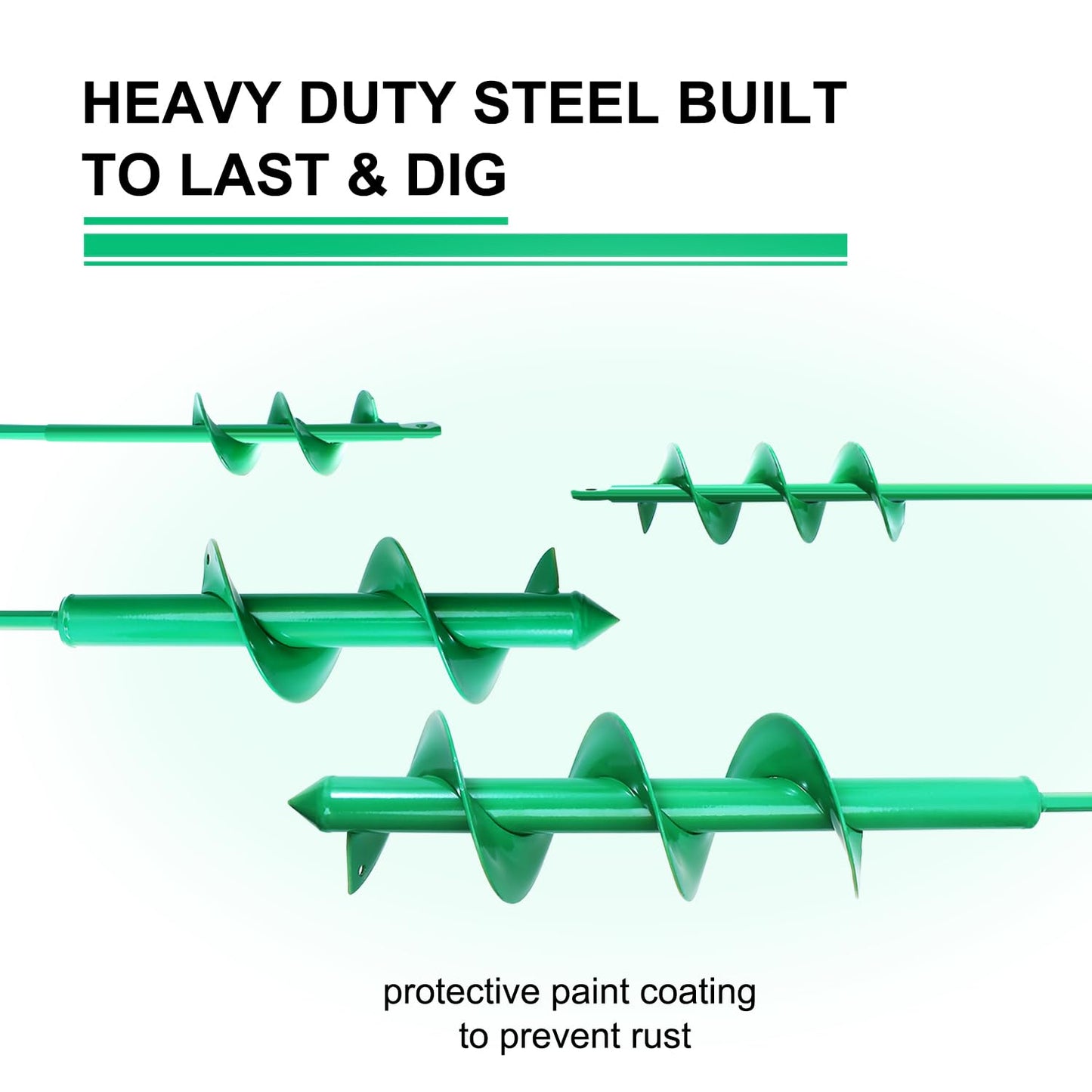 Garden Auger Drill Bit for Planting Set of 2,Soil Ground Earth Spiral Drill Bit for 3/8" Hex Drive Drill, Yard Auger for Bulbs Planting, Hole Digger Flowers,Umbrella Holes,Bedding Digging Planter
