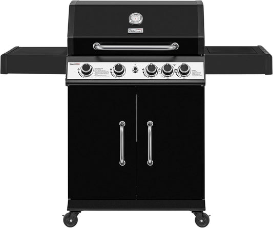 Royal Gourmet SG5003H 4 Burner Propane Gas Grill with Side Burner & Warming Rack, Cabinet Style Gas Grill with 49,000 BTUs Output for Outdoor Patio Garden Backyard Cooking, Black