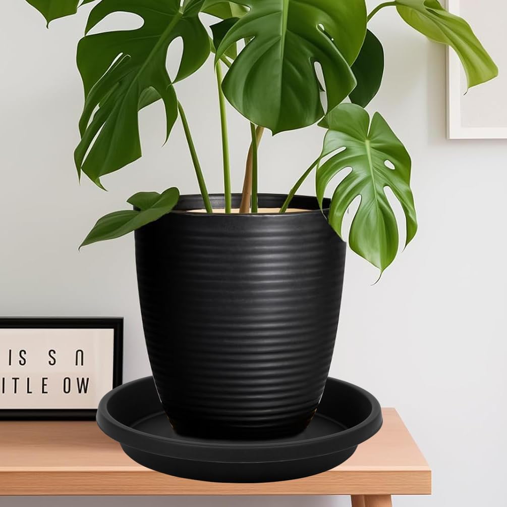 4 Pack Large Plant Saucer 18 Inch, Extra-Large Deep Plastic Plant Trays for Pots, Plant Water Catcher Tray for Plants, Flower Pot Saucers, Plant Saucers for Indoors Outdoor