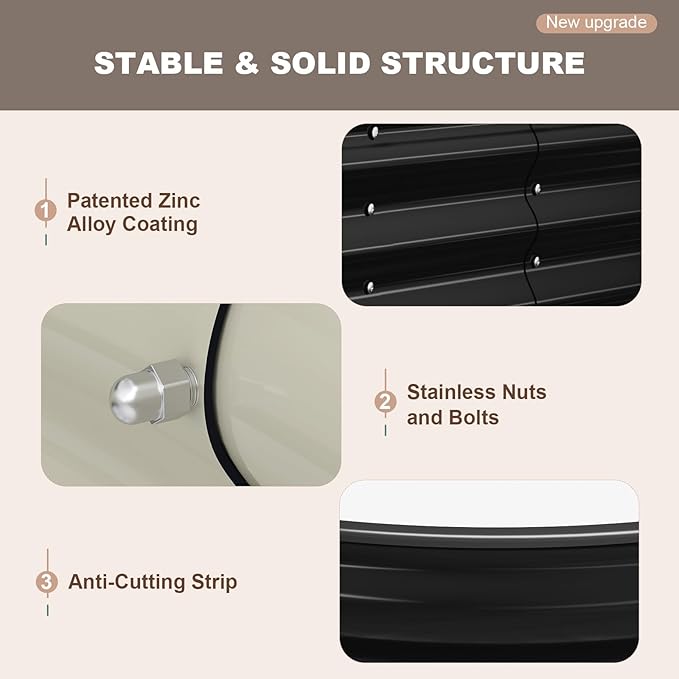 Raised Garden Bed, 8x4x1ft Galvanized Outdoor Planter Beds with Safety Edging and Gloves, Oval Metal Planter Box for Gardening Vegetables Flowers Herb