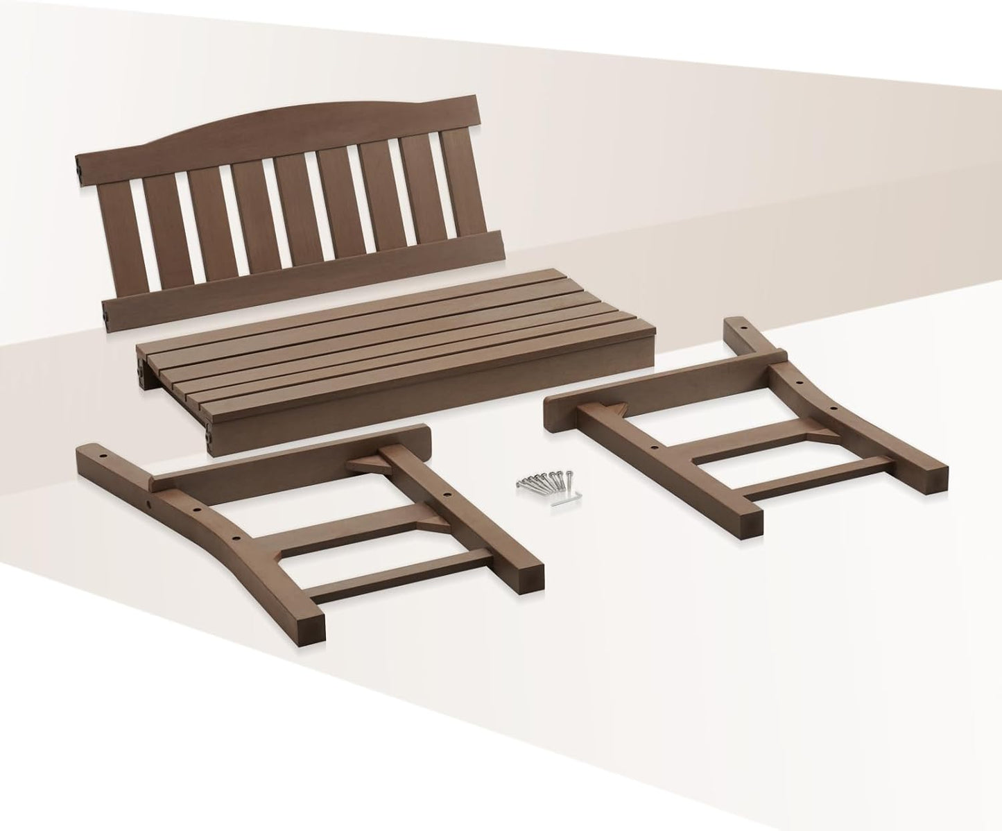 Psilvam 2-Person Outdoor Memorial Bench, All-Weather Poly Lumber Garden Bench, Rot-Resistant Outdoor Patio Bench for Park,Porch,and Church(Brown)