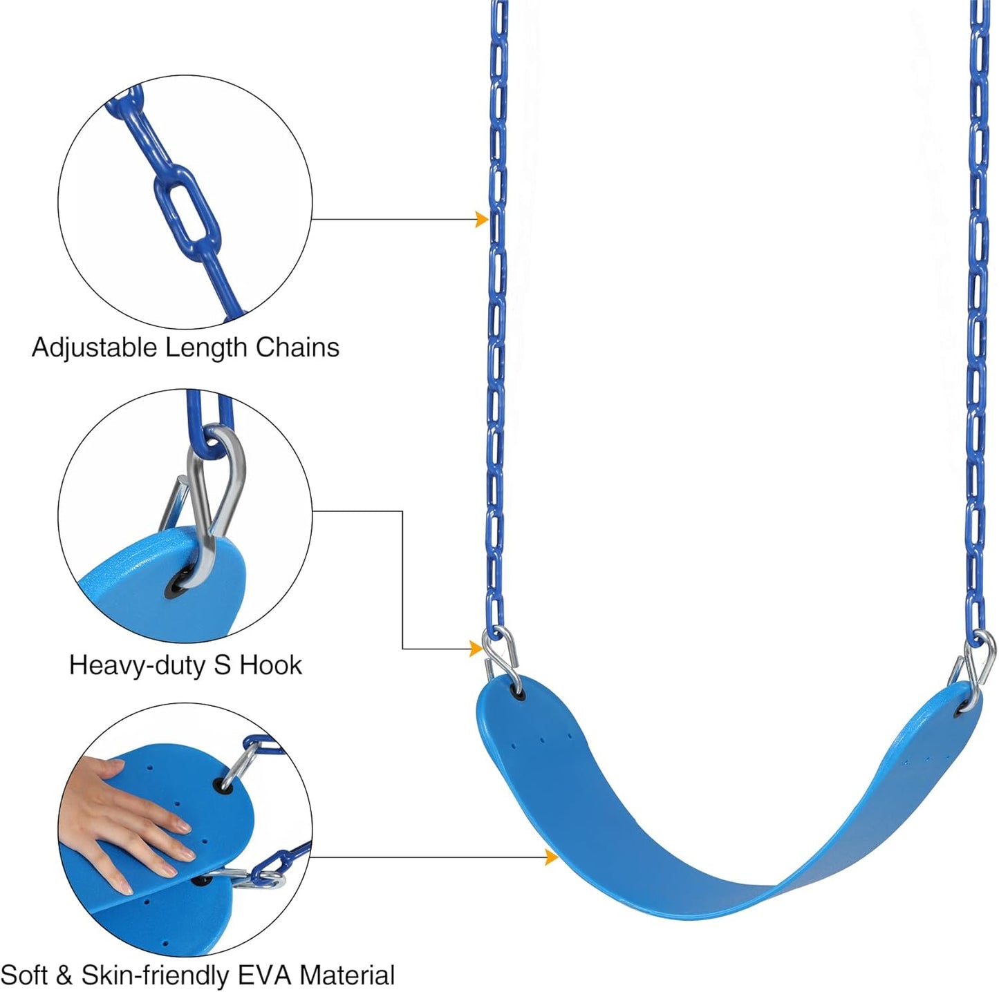 RedSwing High Back Full Bucket Swing with Heavy Duty Swing Seat Combo Pack (Triangle and Chain Dip), Tree Straps Included,Blue