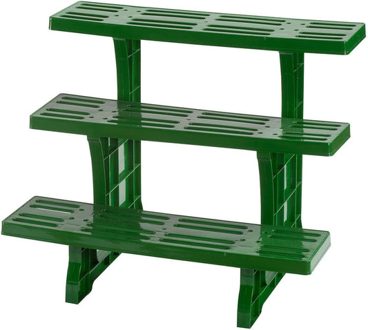 Miles Kimball 3-Tier Weatherproof Plastic Garden Stand – Lightweight, Indoor/Outdoor Plant Stand with 3 Shelves, Space-Saving Design w/Drainage Holes, Easy Assembly