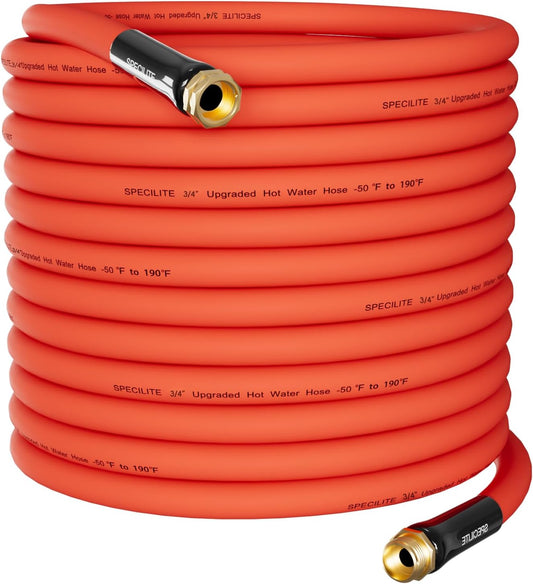 3/4" Hot/Cold Garden Water Hose 75 ft, -50℉-190℉,Flexible & Lightweight With 3/4" Brass Fittings for Yard, Outdoor, Farm, Red