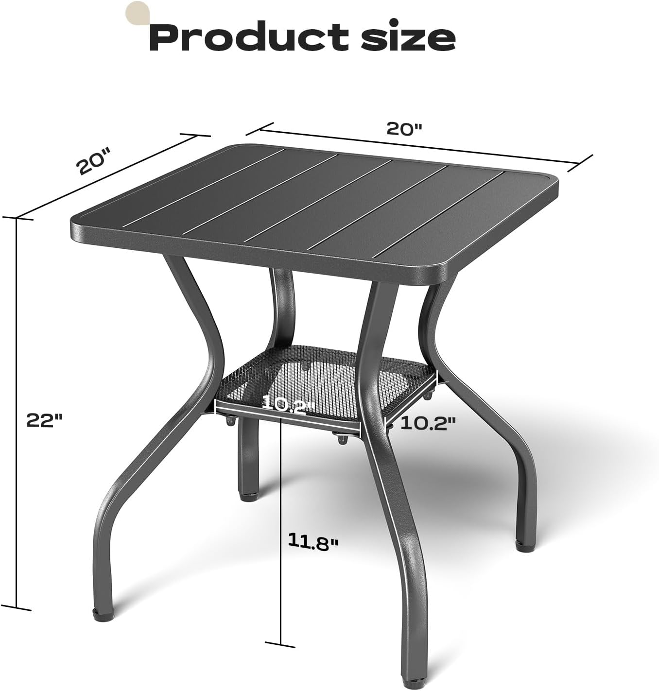 Patio Tables Outdoor Coffee Table - Metal Side Tables End Table for Patio Proch Deck Balcony Garden Squre