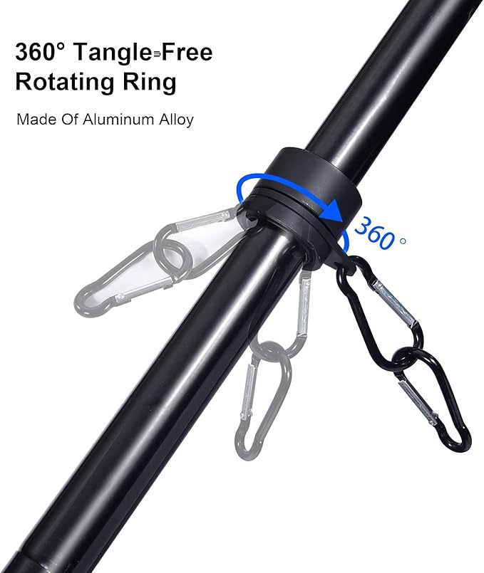 Quarut House Flag Pole Kit,Including 6Ft Stainless Steel Flag Pole,Heavy Duty Nylon 3x5 Ft American Flag,Aluminum Alloy Rings and Bracket.Wall Mounted Flagpole Set for Residential Commercial（Black)