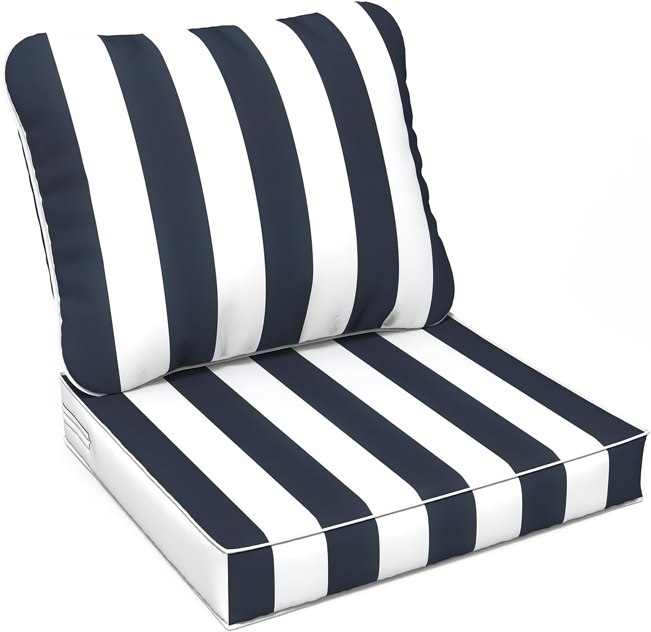 LVTXIII Outdoor Deep Seat Cushion Patio Seat and Back Cushion Set Seasonal Chair Cushion with Removable Cover and Adjustable Buckle for Home and Garden, 22"x22"x4", Cabana Navy
