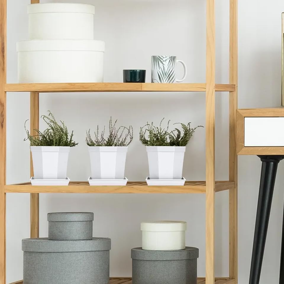 4 Pack Square Plant Saucer 18 Inch, Durable Plastic Plant Saucer, Heavy Duty Plant Pot Saucers, Planters for Indoors and Outdoors Plants，Large Deep Plant Trays for Pots,