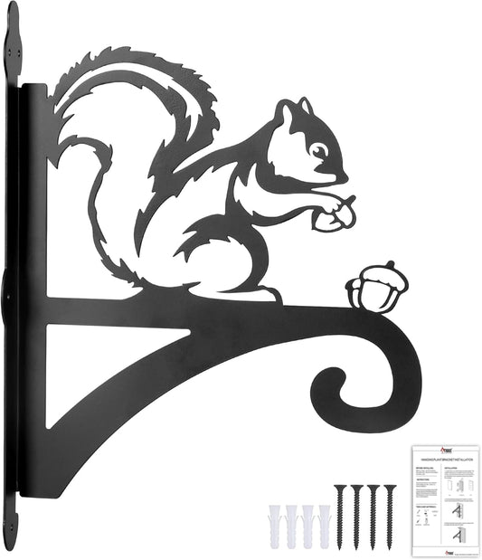 ATKKE Hanging Plant Bracket Hangers Indoor Iron Wall Mount,11” Squirrel Silhouette Ornamental Iron Hangers Hookers for Flower Pot Lantern Bird Feeder Wind Chimes