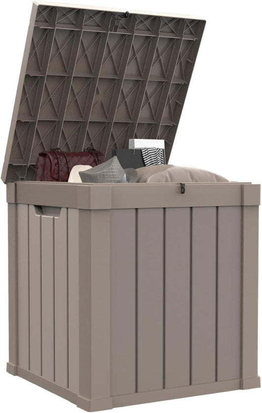 50 Gallon Waterproof Outdoor Storage Box,Resin Deck Box,Lockable Outside Storage Box Container for Patio Furniure,Garden Tools (50 Gallon,Grey)