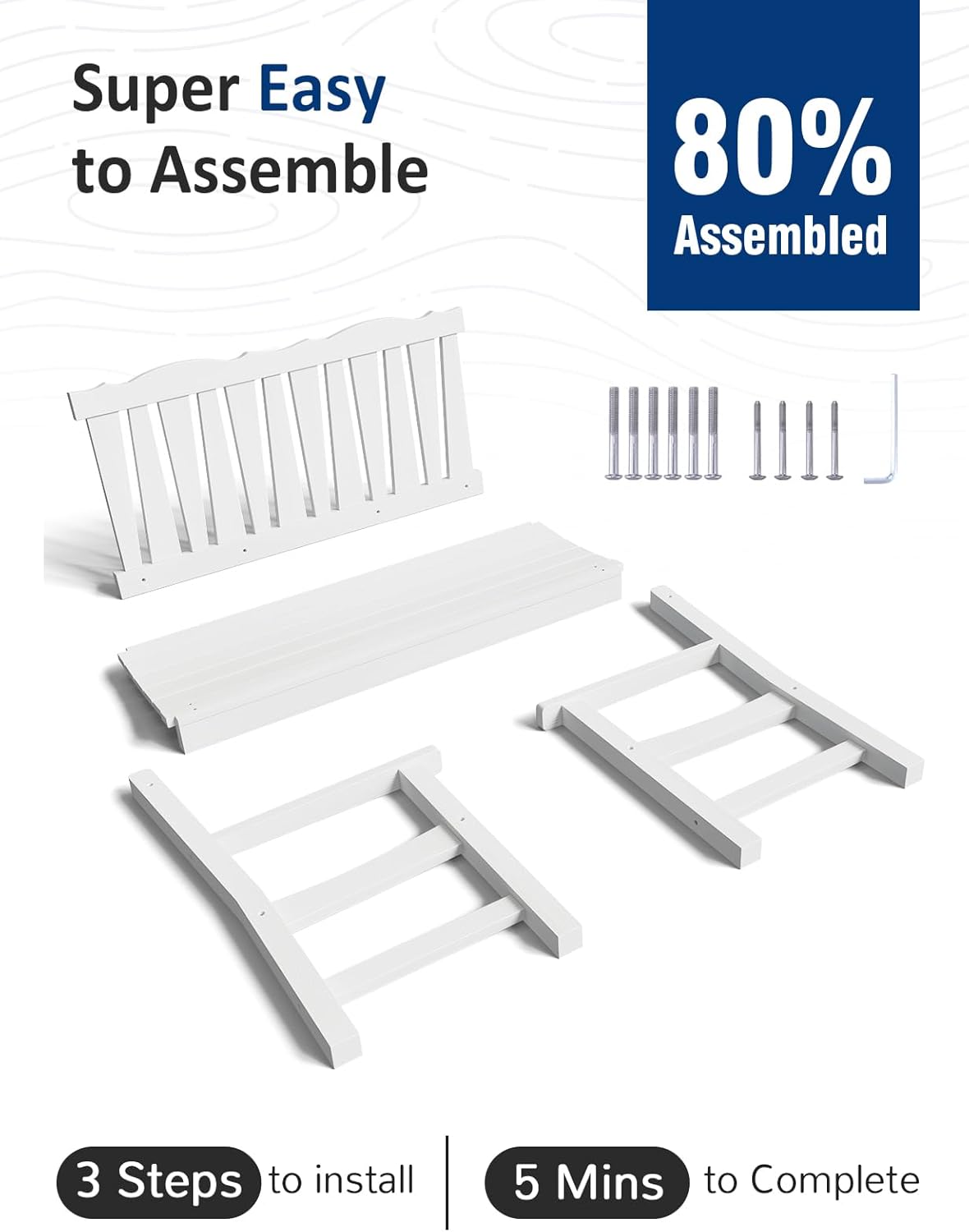 Outdoor Bench Set of 2, Weatherproof Garden Benches for Outdoors, All Weather HIPS Patio Bench Holds up to 800lbs, Never Rot or Fade, Comfort Bench for Porch Garden Patio Yard and Park(White)