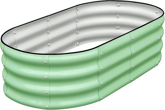 SnugNiture Galvanized Raised Garden Bed, 4x2x1ft Oval Metal Planter Box for Planting Outdoor Plants Vegetables