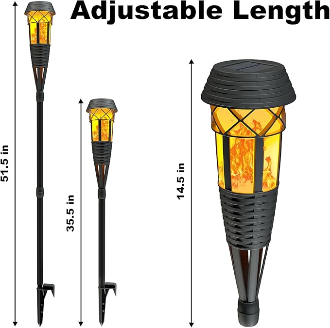 Flickering Flames Torch Light Solar Garden Lights Waterproof Landscape Lighting - 8 Pack
