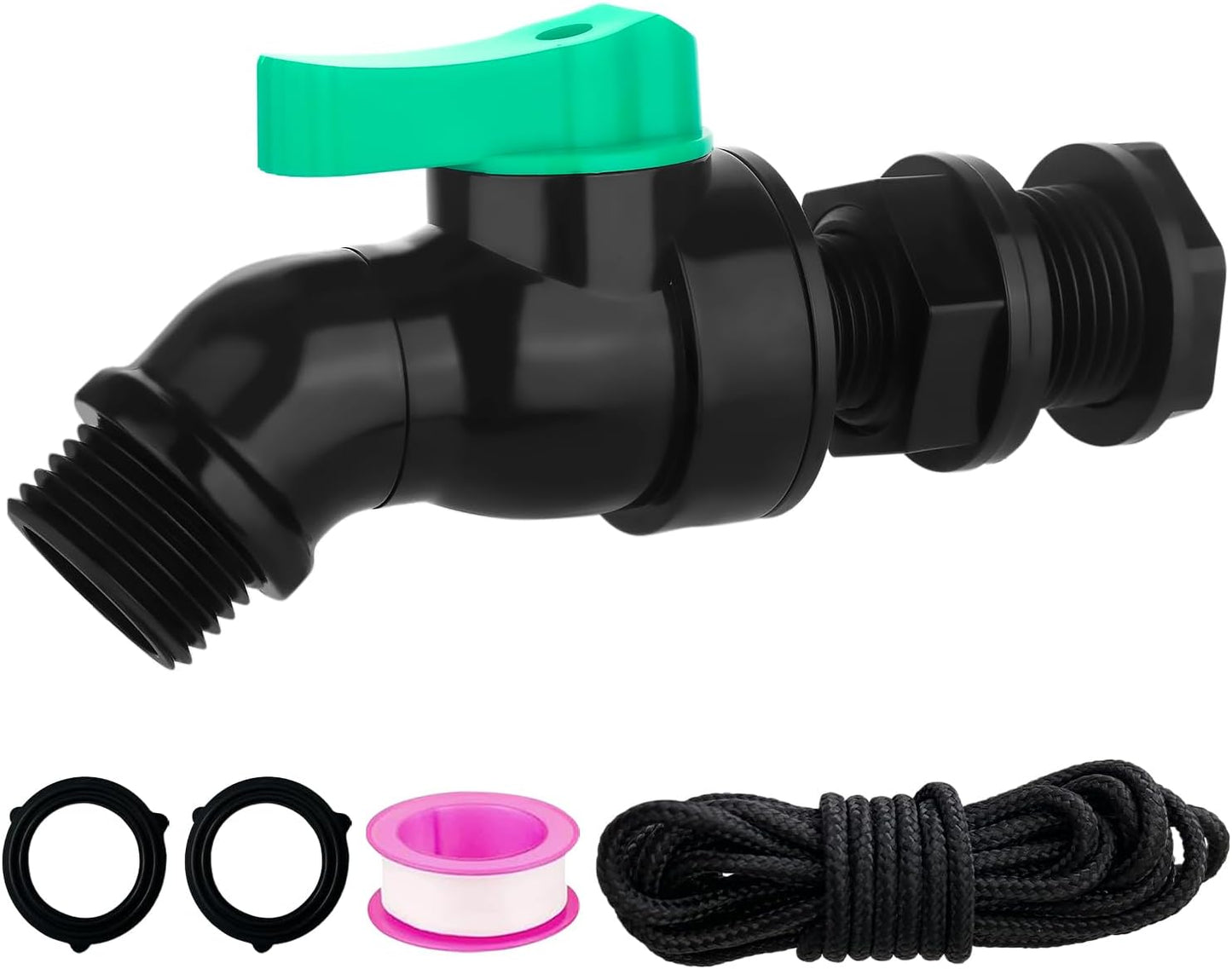 Plastic Rain Barrel Spigot Kit High Flow Water Barrel Faucet 1/2"NPT to 3/4"GHT Rain Barrel Valve with Bulkhead Fitting for Outdoor Plastic Bucket Garden Barrels