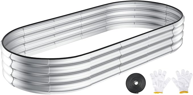 Kesfitt Raised Garden Bed Kit,Outdoor Galvanized Planter Boxes with Safety Edging and Gloves,Large Metal Beds for Gardening Vegetables,Fruits,Flower(6x3x1FT)