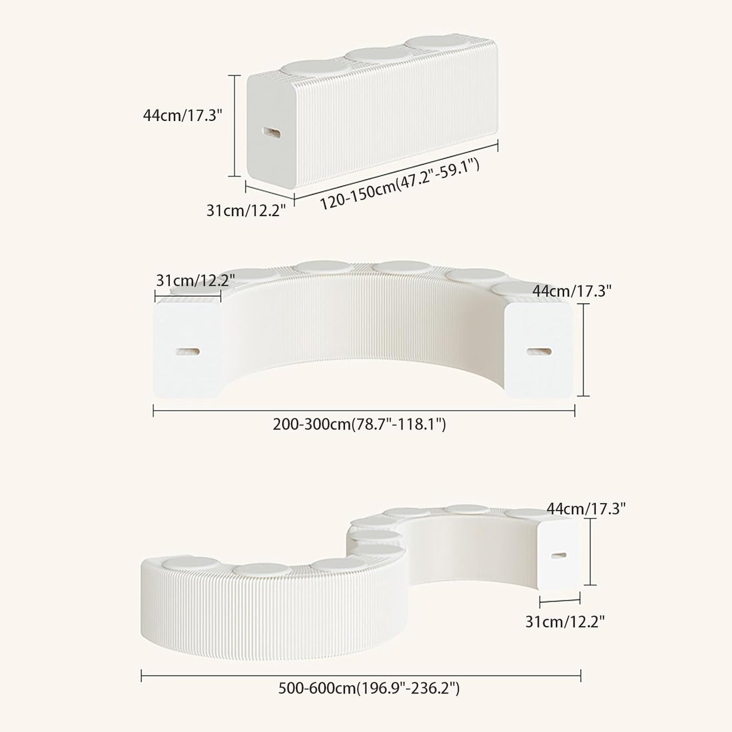 Foldable Kraft Paper Stool, Honeycomb Accordion Folding Bench, Collapsible Paper Stool for Small Spaces, Portable Footrest and Side Table for Living Room and Office,Black-30×30×150cm