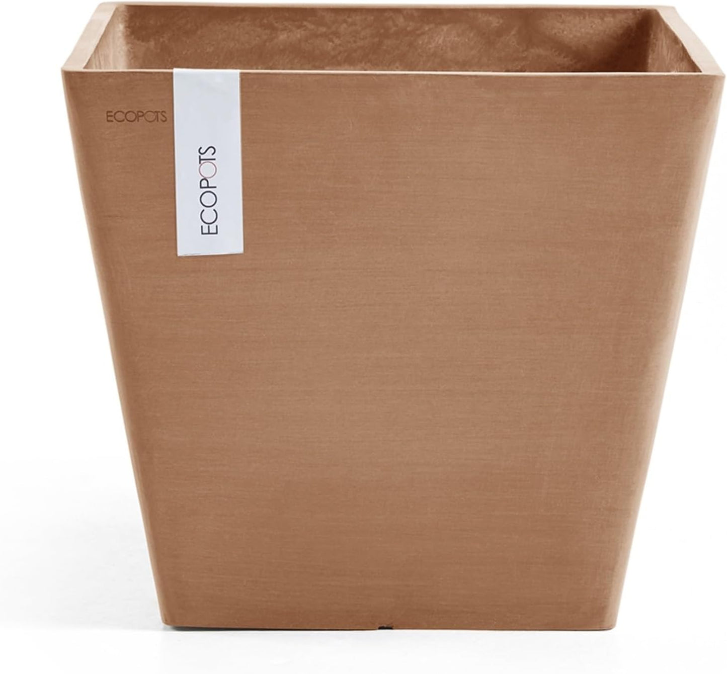 Ecopots Rotterdam Durable Modern Square Indoor/Outdoor Recycled-Based Composite Flower Planter, Terracotta Color, 12"