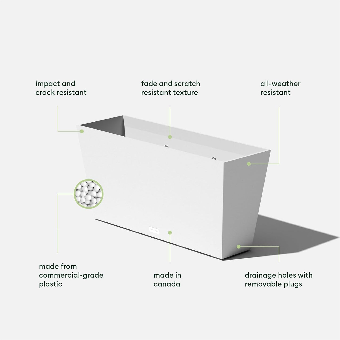 Veradek Midori Long Trough Planter (White, 31 inch - 2 Pack with 2 Saucer Trays)