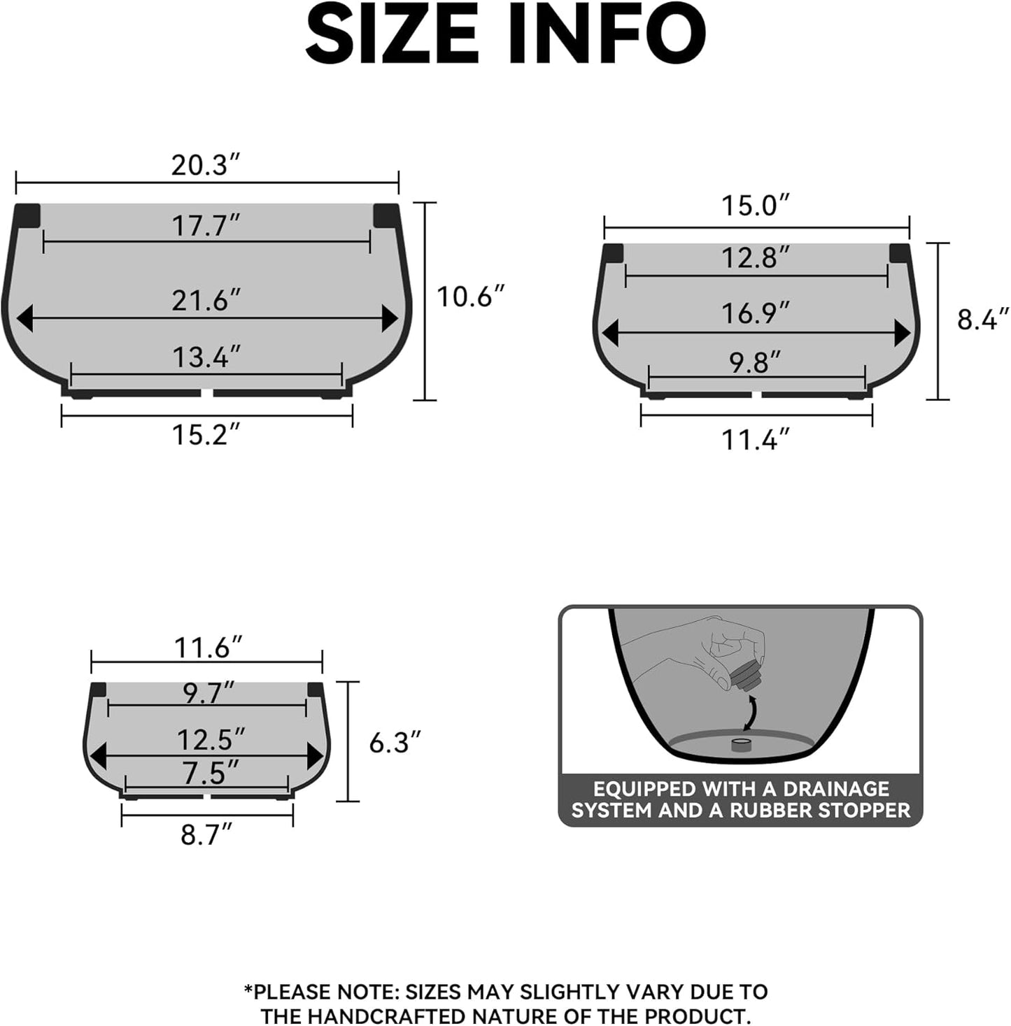 Kante 12.5" Dia Round Concrete Bonsai Planters, Outdoor Indoor Garden Plant Pot with Drainage Hole for Home, Patio, Garden, Concrete Gray