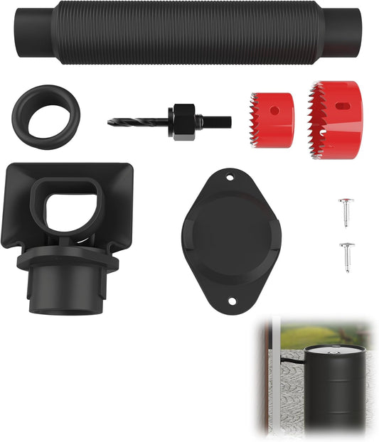Rain Barrel Diverter Kit - Rain Barrel Downspout Diverter for Rectangular Downspouts, Easily Turn Plastic Containers into Rain Barrels, Easy Installation Without Dismantling (with Hole Saw Set)