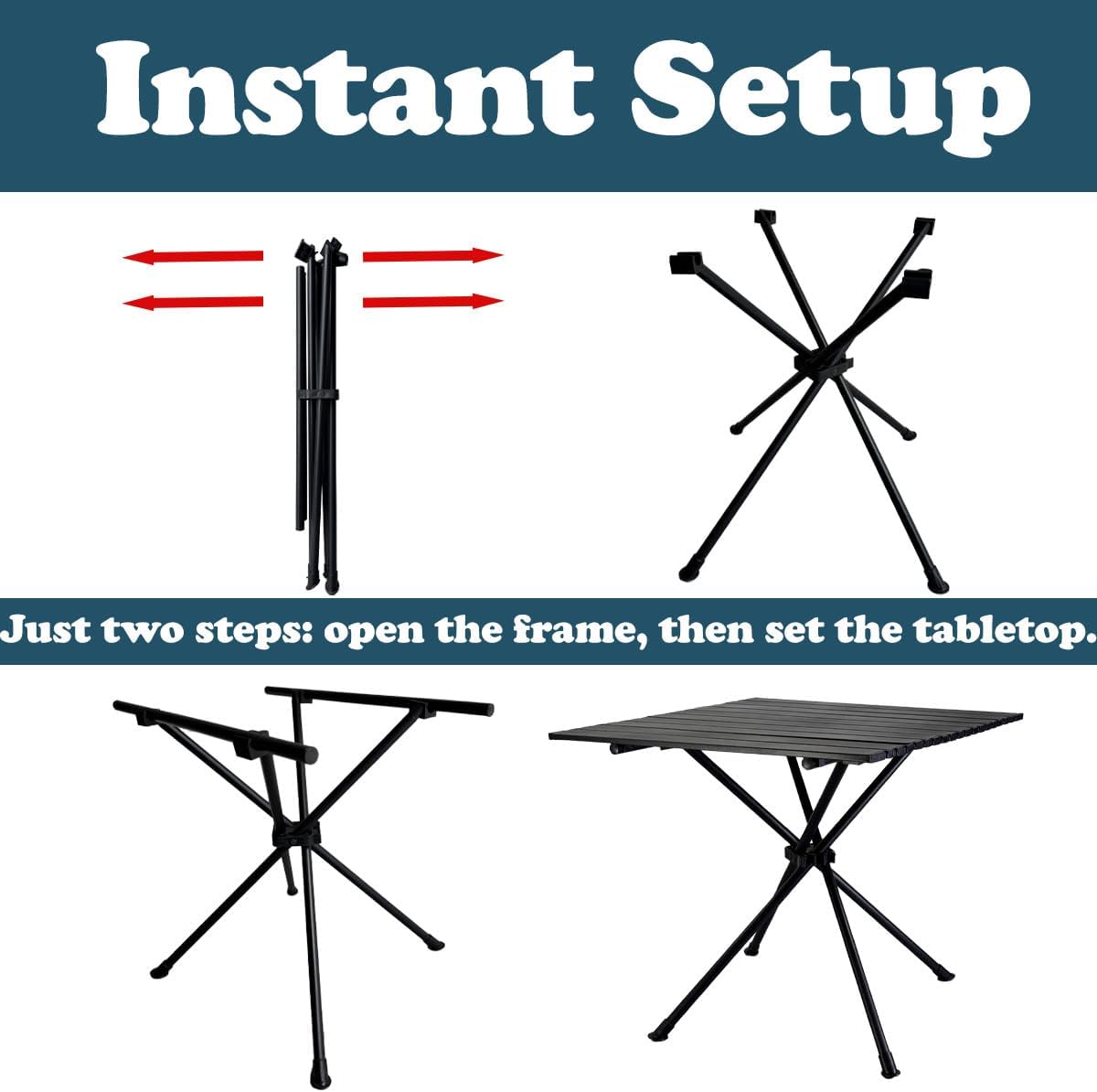 HASIKA Folding Camping Table Large Size Portable Camping Side Table for Outdoor, Beatch, Tailgating, Picnic, Grilling
