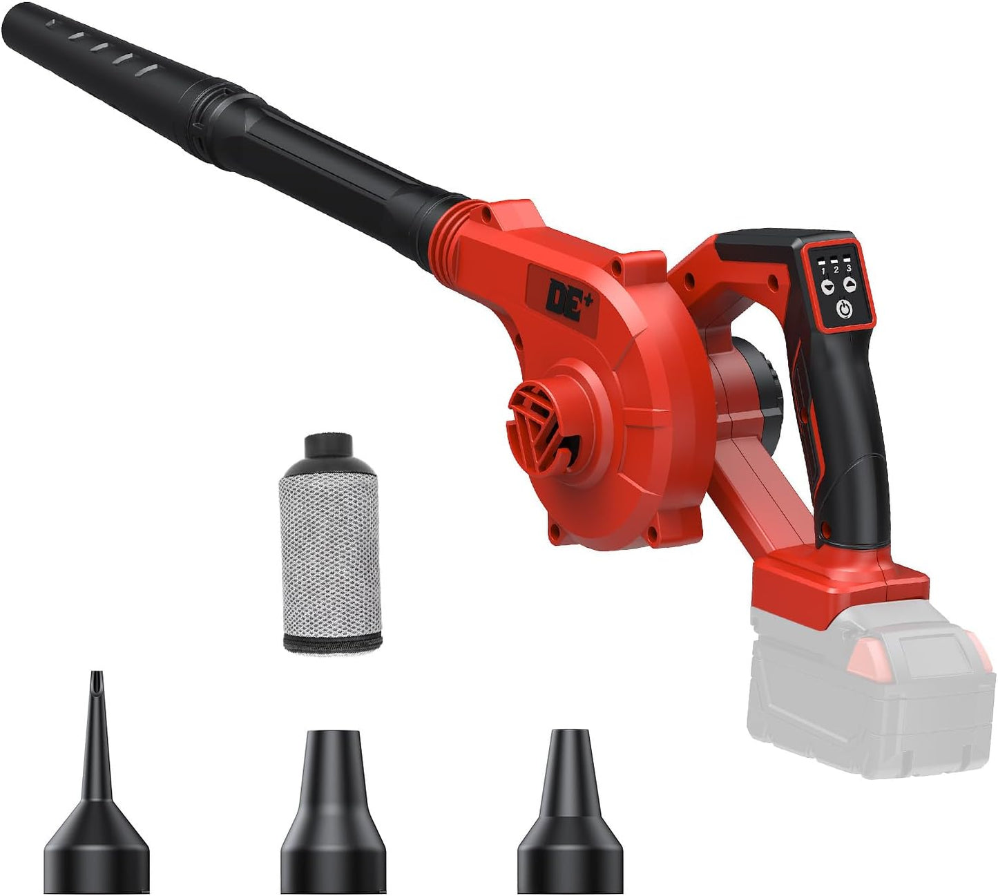 DeForce Cordless Leaf Blower for Milwaukee 18V Battery, 4 in 1 Blower/Vacuunm/Inflator/Deflator, Electric Mini Leaf Blower, 3 Speeds, 190 MPH with Extended Tube for Lawn Care(Bare Tool Only)