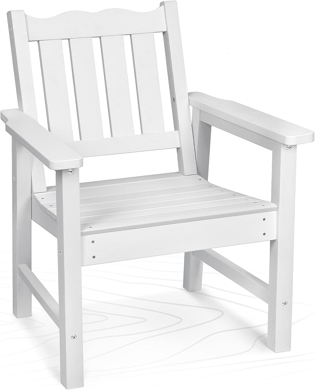 Stoog Oversized Patio Chair, All-Weather Outdoor Chairs with Curved Backrest, 400 lbs Support Patio Dining Chair, for Backyard, Garden, Porch, Deck and Balcony, White