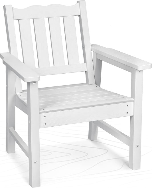Stoog Oversized Patio Chair, All-Weather Outdoor Chairs with Curved Backrest, 400 lbs Support Patio Dining Chair, for Backyard, Garden, Porch, Deck and Balcony, White