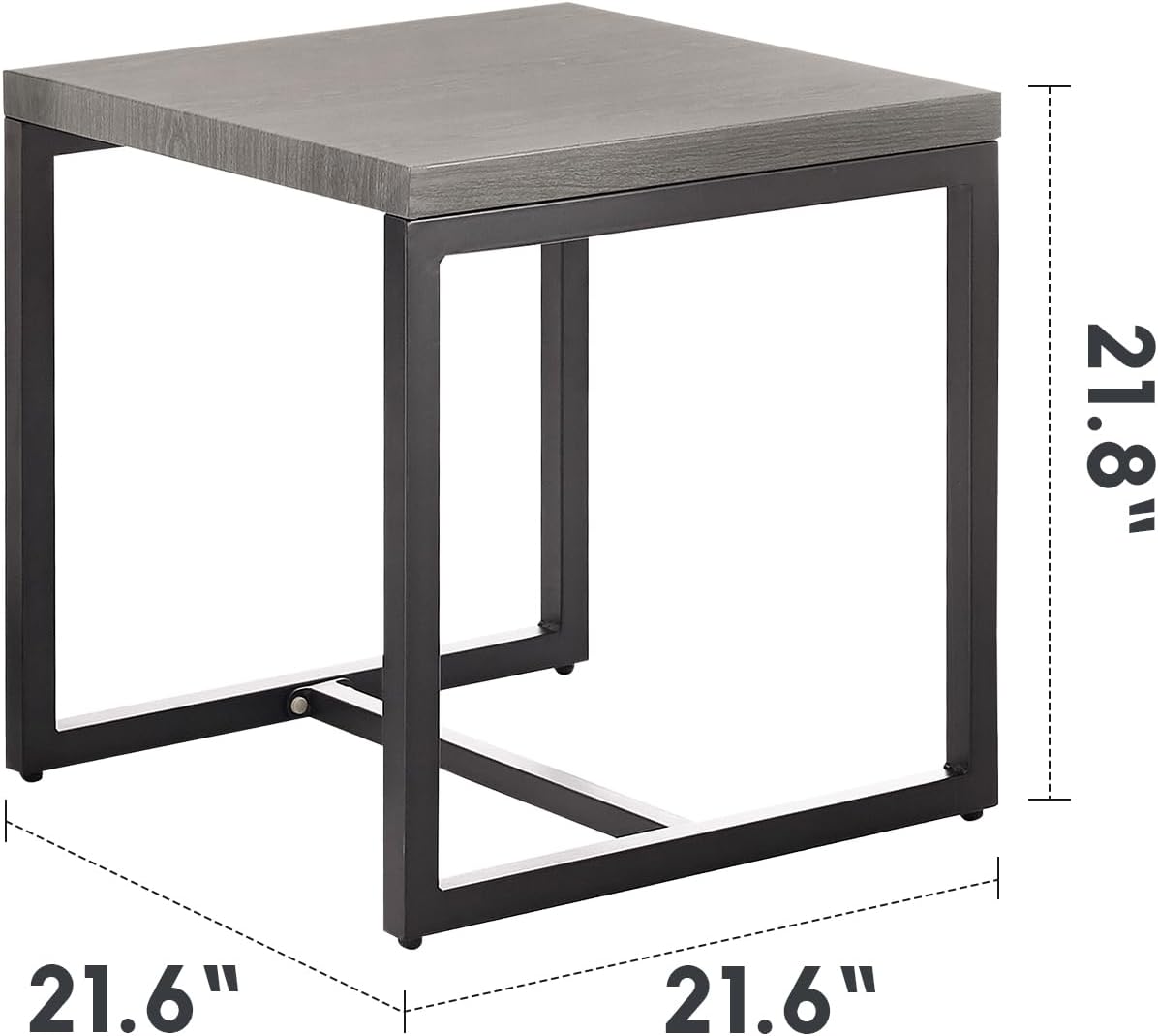 Patio Tables Outdoor Coffee Table - Steel Side Tables End Table for Proch Deck Balcony Garden Squre Grey Tabletop