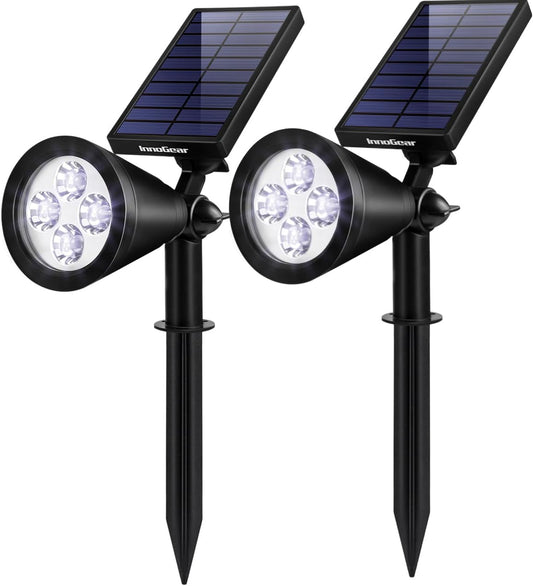 InnoGear Solar Lights Outdoor Waterproof Solar Garden Light for Outside Yard Landscape Lighting Pathway Spot Lights Spotlight Wall Light Auto On/Off, Pack of 2 (Cool White)