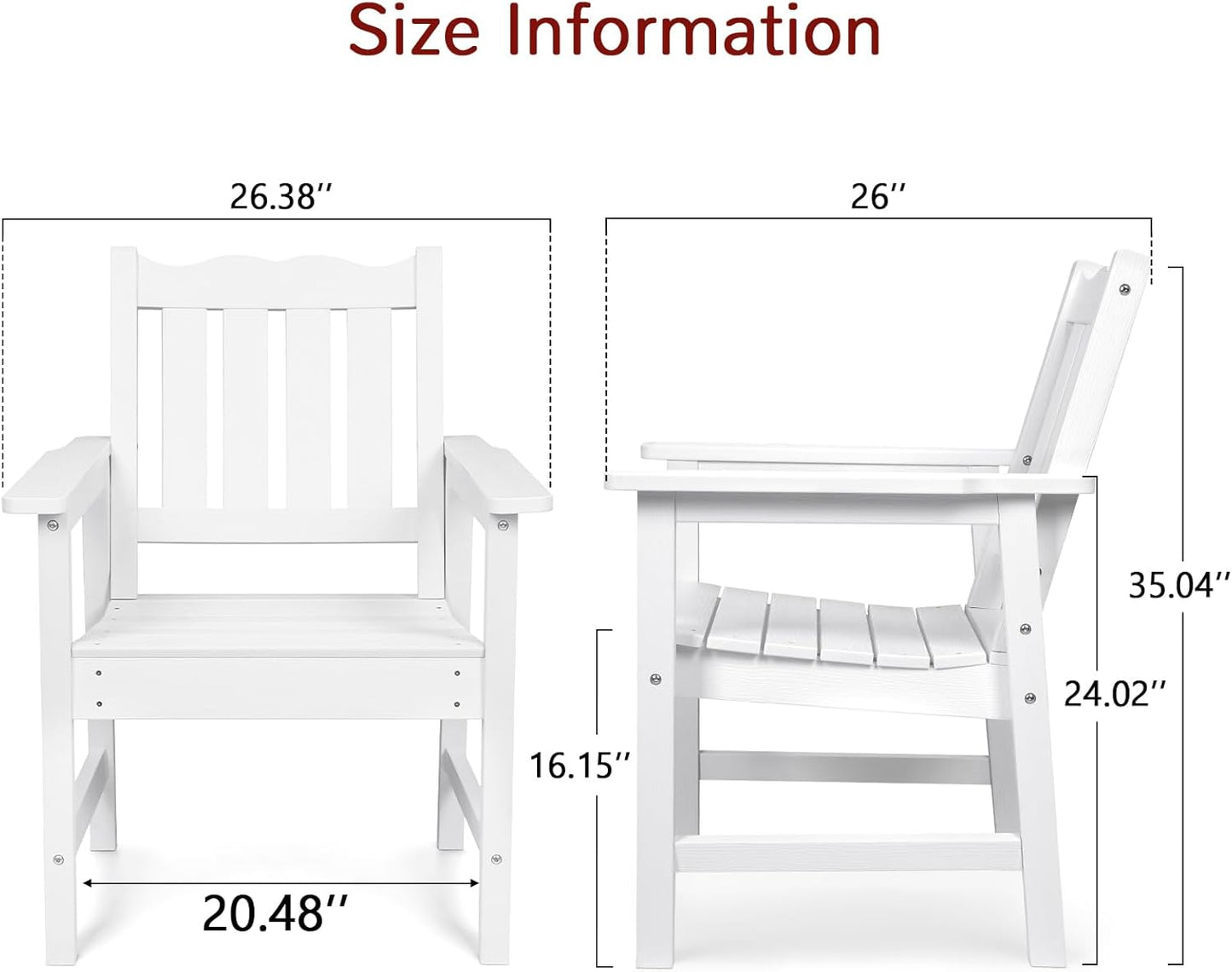 Stoog 3 Piece Patio Dining Sets, All-Weather Patio Chairs with Curved Backrest, Include 2 Garden Chairs and 1 Side Table, White