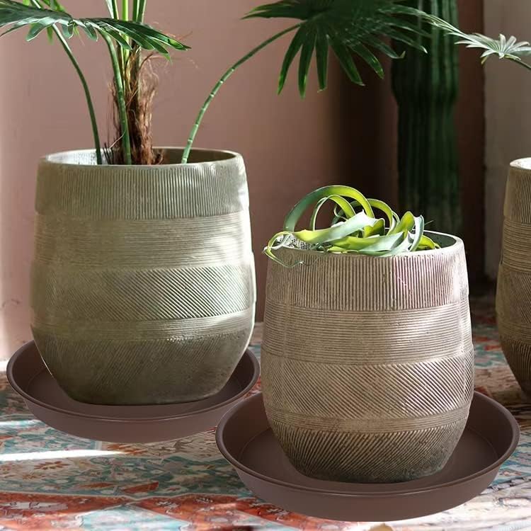3 Pack of 20 22 inch Plant Saucer (19.2 Inch Base), 3.6" Depth Tray, Large Garden Plastic Flower Planter Plant Trays for Indoors Outdoor (22", Chocolate)