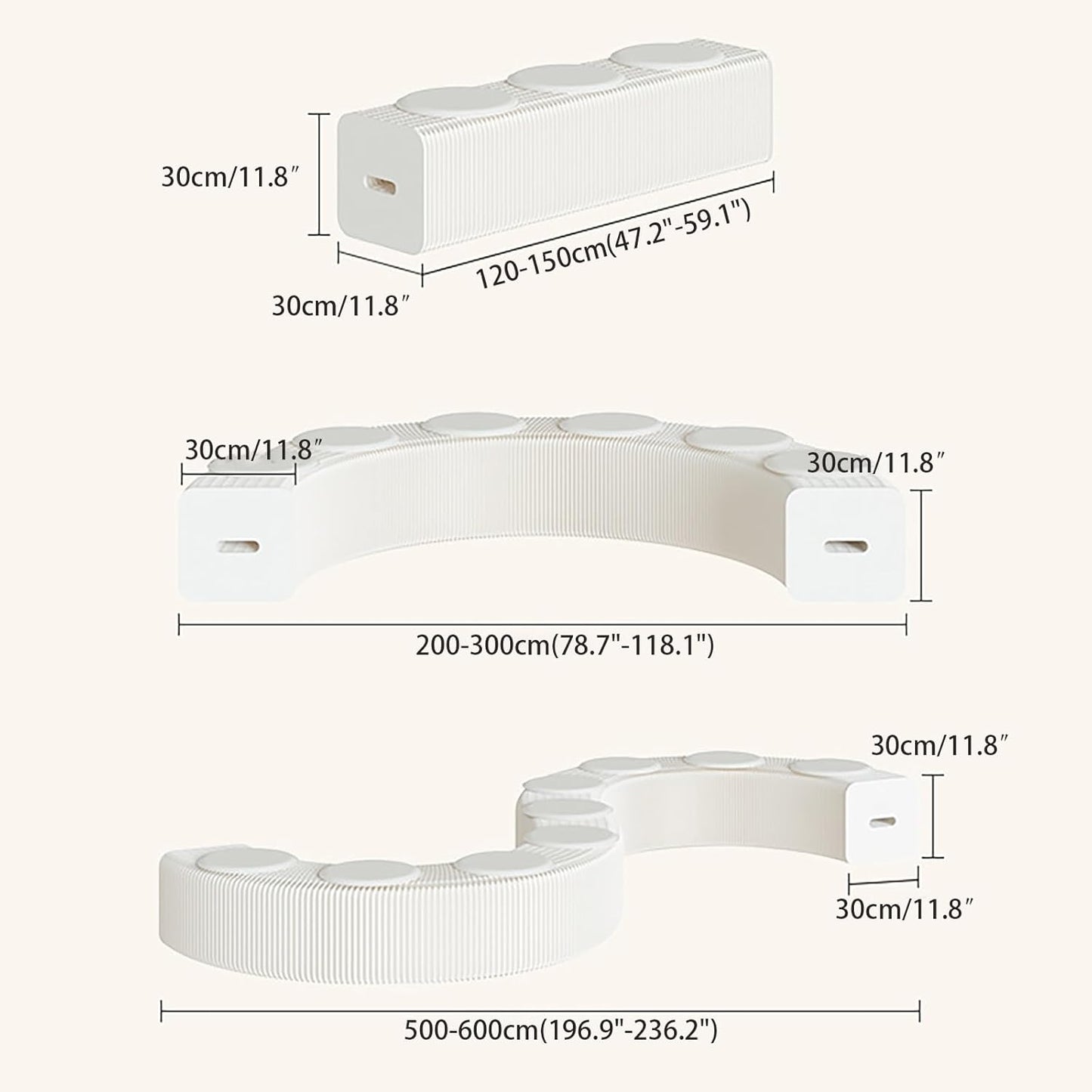 Foldable Kraft Paper Stool, Honeycomb Accordion Folding Bench, Collapsible Paper Stool for Small Spaces, Portable Footrest and Side Table for Living Room and Office,Red-44×31×300cm