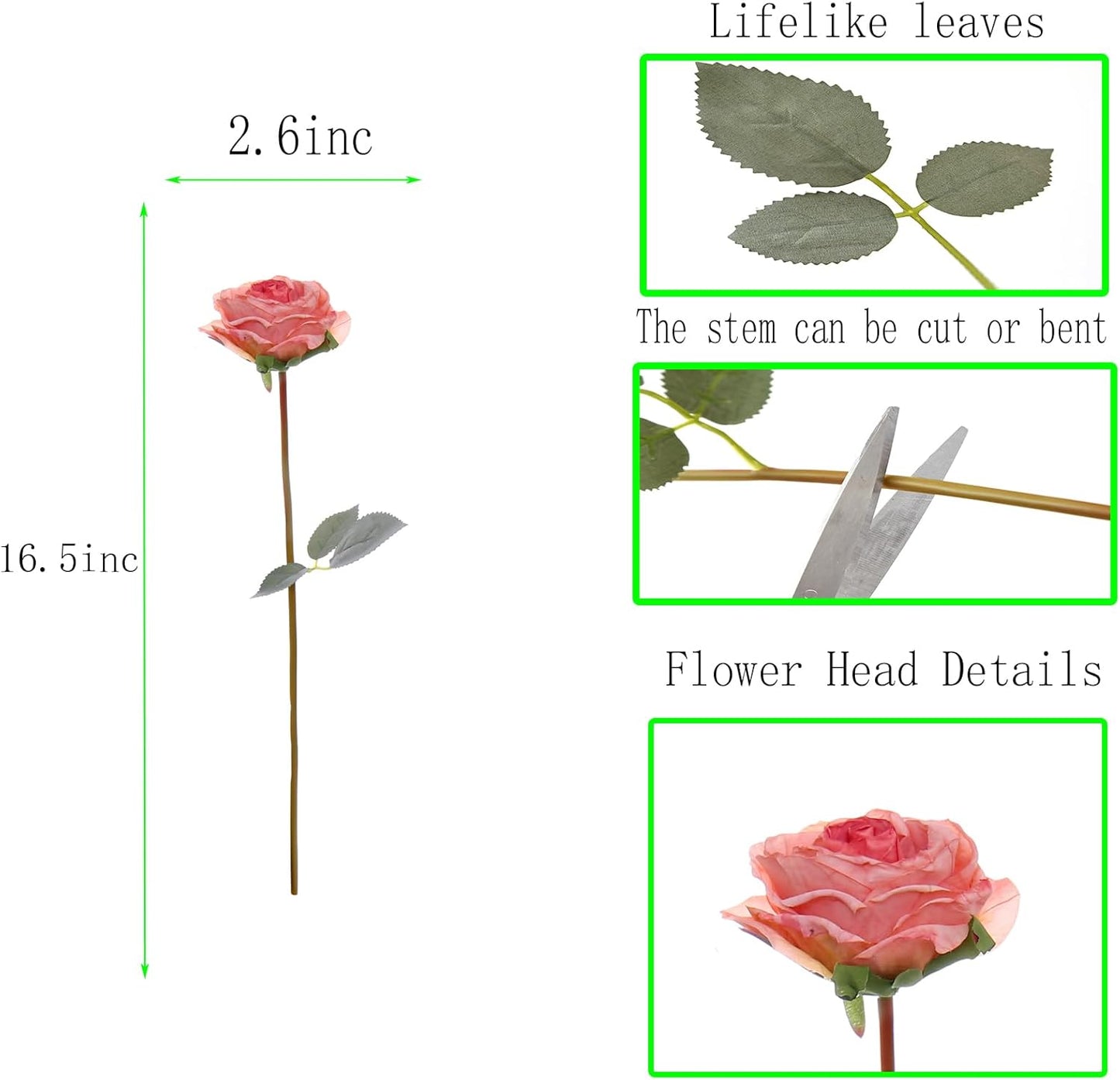Kimura's Cabin 12pcs Pink Artificial Rose Flowers with Stems Realistic Vintage Fake Roses Bouquet for Home Table Centerpieces Wedding Party Arrangements Decoration Dried Flower (Pink