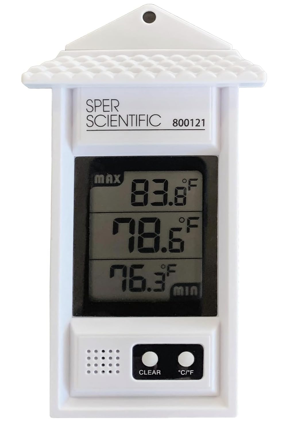 Sper Scientific Compact Digital Min/Max Thermometer 800121 - Wide Range Temperature Logger with Clear LCD Display - Ideal for Laboratories, Food Storage, HVAC & Greenhouses