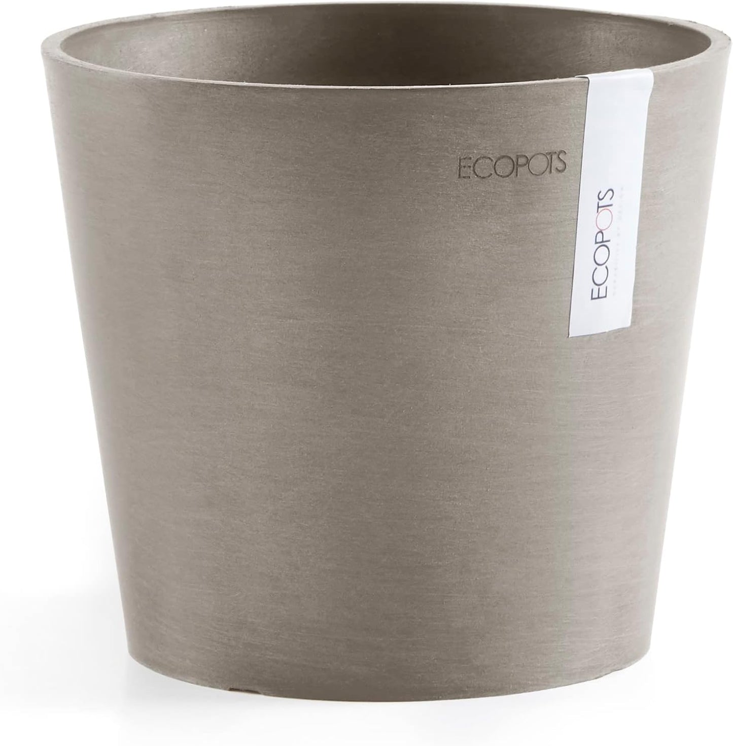 Ecopots Amsterdam Mini Durable Modern Round Recycled-Based Composite Flower Pot Planter, Taupe, 7"
