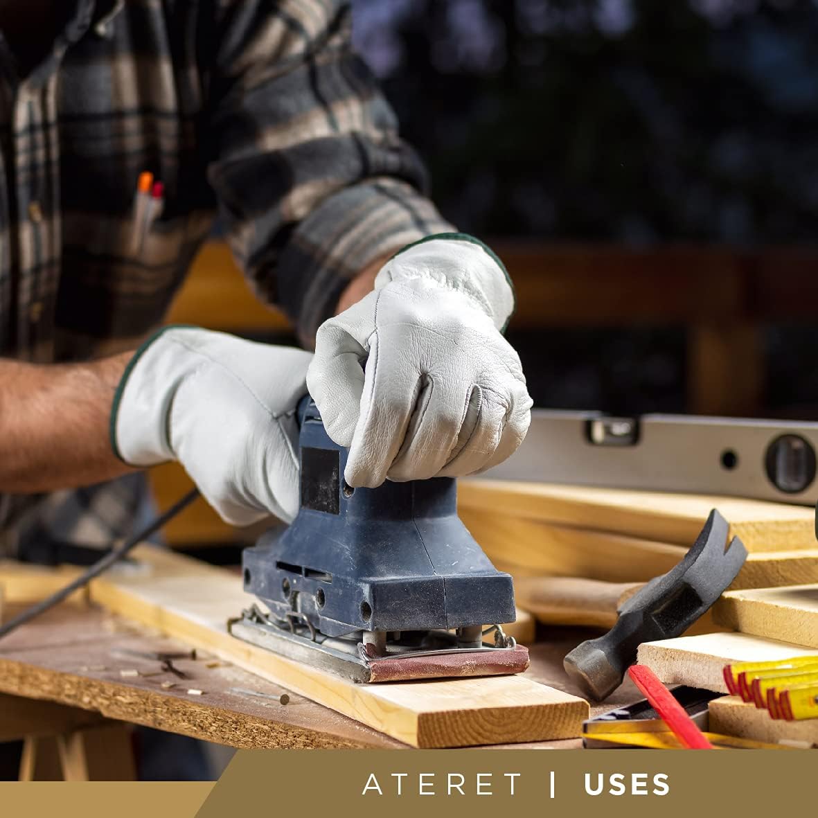 ATERET 12 Pairs Small Heavy Duty Durable Cowhide Leather Work Gloves I Driver Gloves for Truck Driving, Warehouse, Gardening, Farming