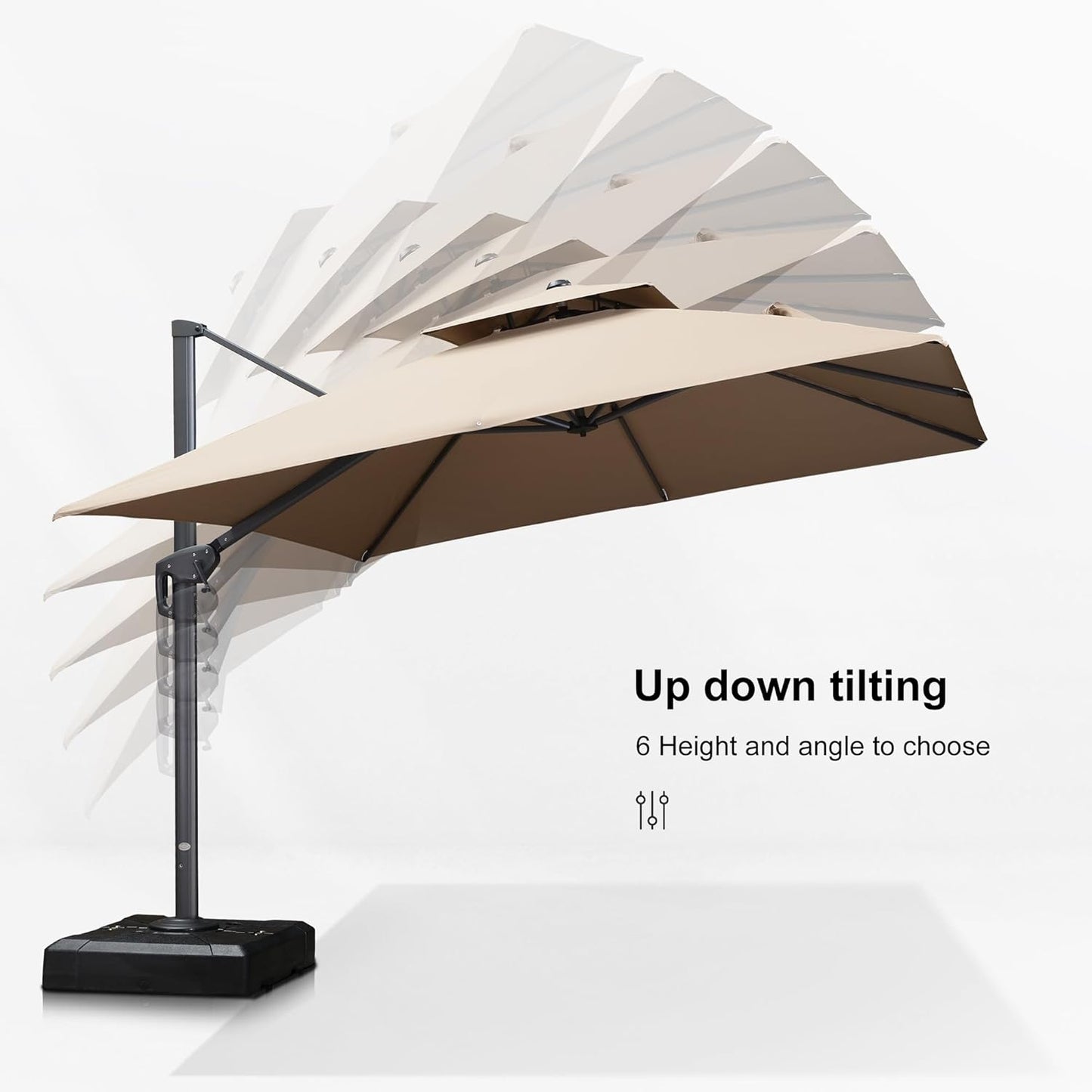 PURPLE LEAF 9' X 12' Patio Umbrella with Base Outdoor Rectangle Umbrella Large Cantilever Umbrella Heavy Duty Outdoor Market Umbrella for Garden Deck Backyard Pool Taupe