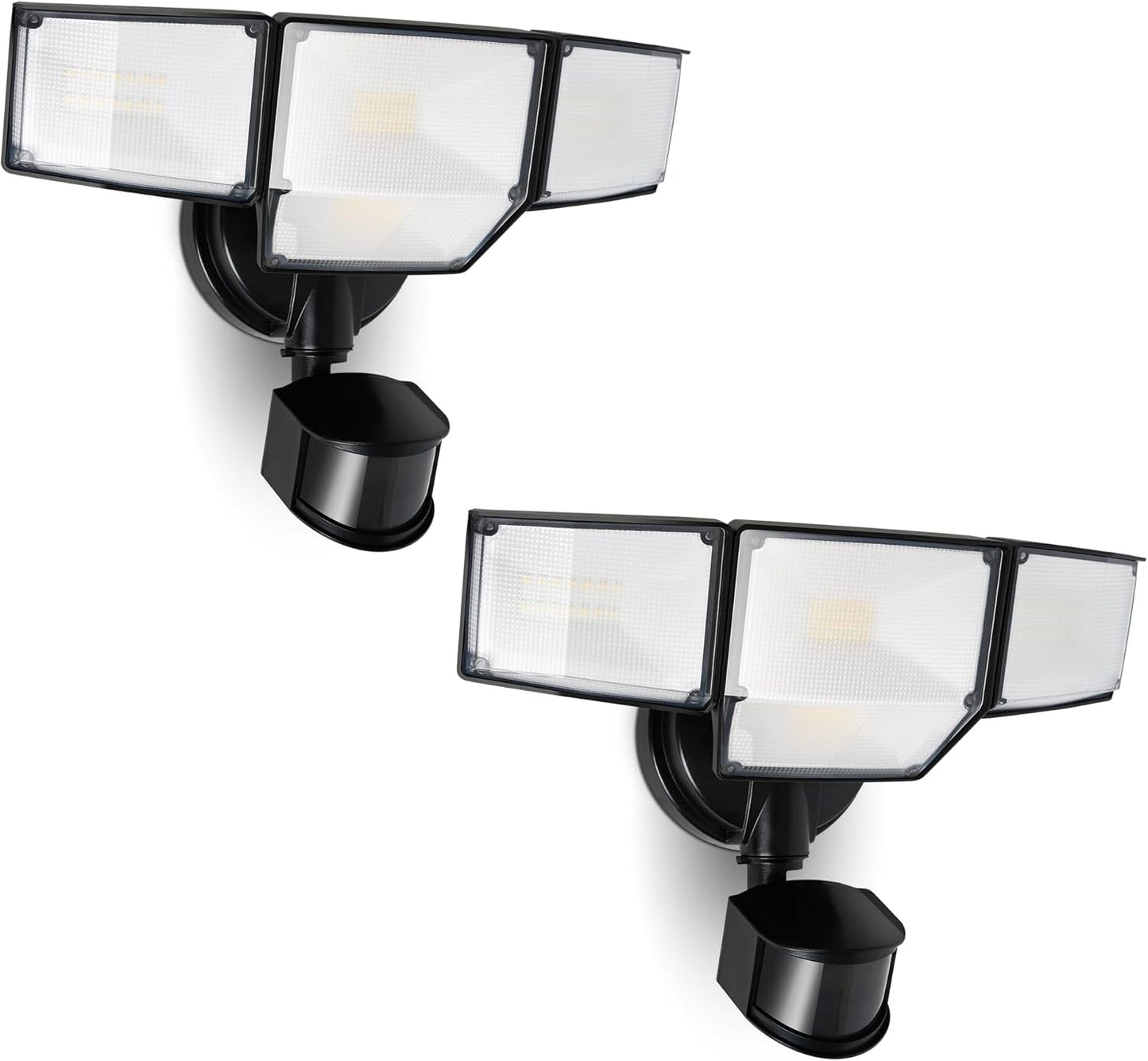 LUTEC 80W 9000LM LED Security Lights Motion Sensor Outdoor Lights, 4 Head LED Flood Light Outdoor 5000K Daylight, IP65 Waterproof, Motion Detected Light for Outside, Garage, Yard - 2 Pack (Black)